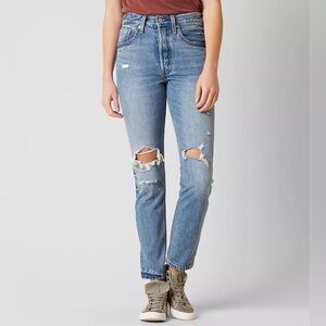 Levi's 501 Old Hangouts Skinny Distressed Button Fly Jeans Women’s size 26